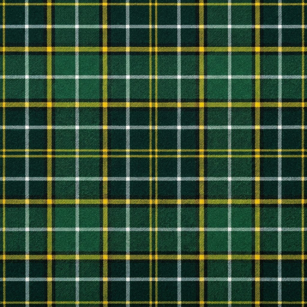 Forrester Hunting tartan, 1986 — woven bottle green with gold and white overchecks